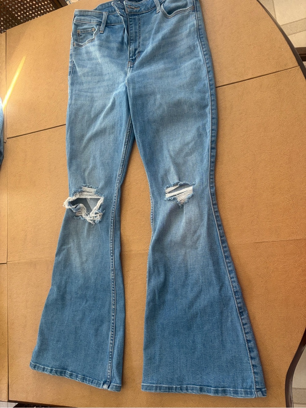 Hollister Light Blue Distressed Flare Jeans